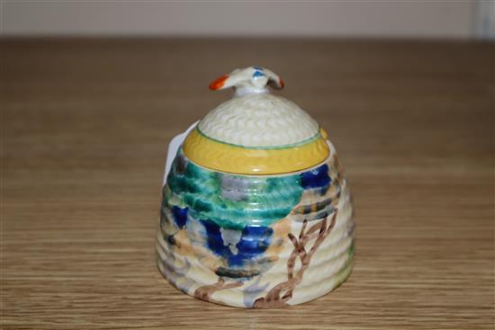 A Clarice Cliff Rhodanthe pattern Bizarre jam pot